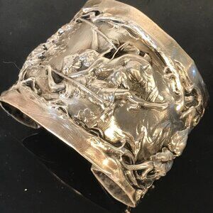 Sterling Spoon Ring Cuff Bracelet 925 Silver Victorian Baroque Rococo Antique